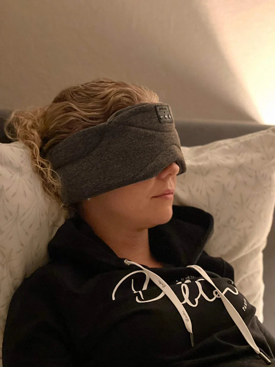 Bluetooth slaapmasker (premium) - Beste keuze - 100% verduisterend - Ultraplatte 'spons speakers' (perfect voor zijslapers) - Koel en ademend materiaal - Volledig verstelbaar - Excellente geluidskwaliteit - Batterij: 13 uur - Antraciet (limited)