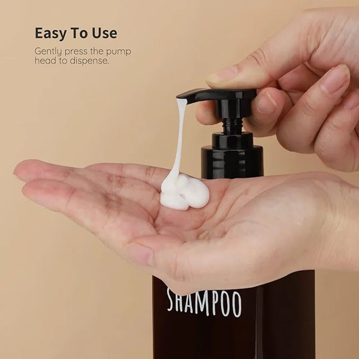 A Luxe zeep Lotion Dispenser vierkant, 3 stuks, 500 ml, bruin, zeepdispenser, set met etiketten voor shampoo, conditioner, bodyzeep, navulbare kunststof pompflessen voor badkamer, hoge capaciteit