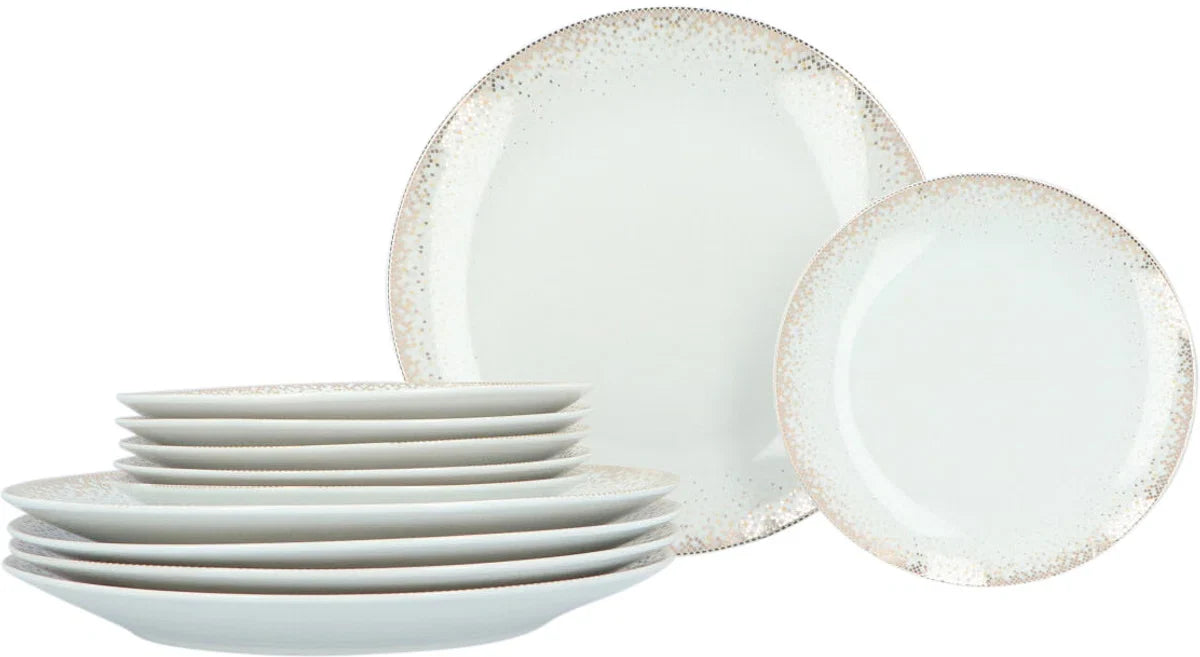 Dinerservies 6-persoons porselein Constellation - 12-delig - Wit met Goud
